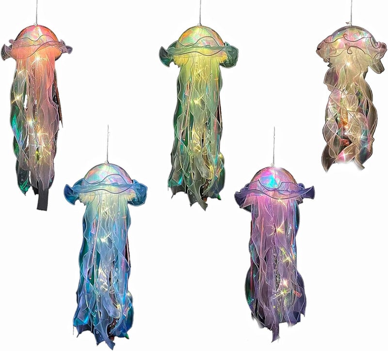 RPS-IND Jellyfish Hanging Decor,Room Decor, Set of 5,Under The sea Party Decorations,Jellyfish Kit for Under The Sea Little Mermaid Party Decoration - Image 1